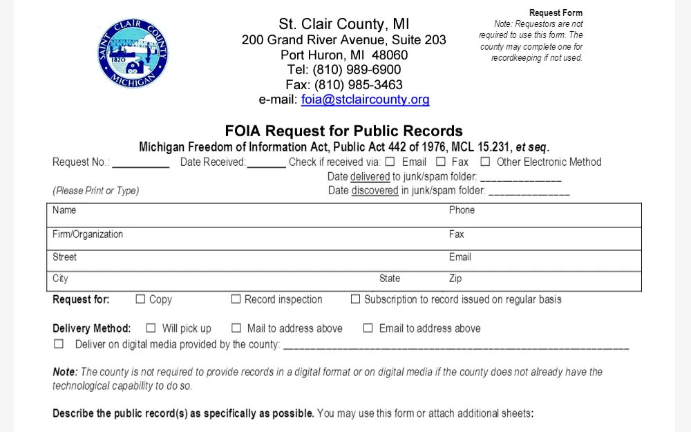 A screenshot of the form used to obtain warrant data.