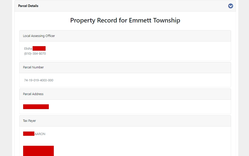 A screenshot of the search tool used to find property or homeowners in St. Clair County.